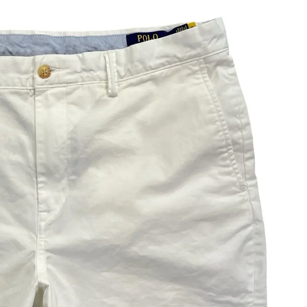 Polo Ralph Lauren Chino Shorts Mens 35 White Stretch Cotton Twill